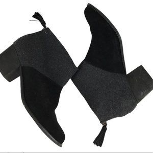 TOMS Women's Leila Black Suede Wool Felt Booties